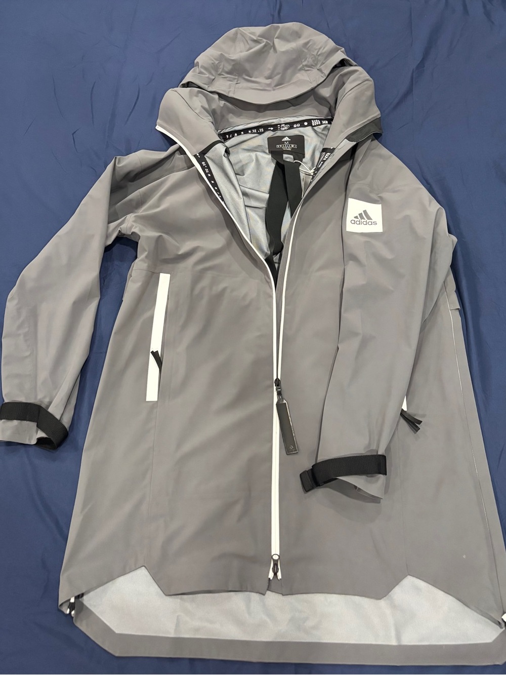 Adidas Gray MyShelter Parka Waterproof Hooded Raincoat NWT medium - Picture 7 of 10